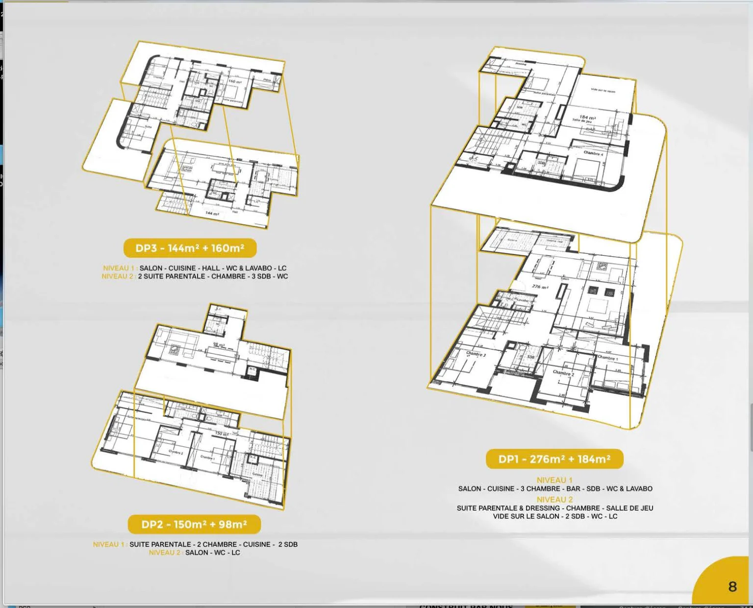 Duplex 1 : suite parentale + 4 chambres, salle de jeux, terrasse et piscine
