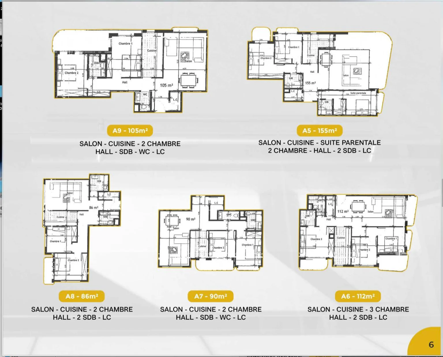 A9 : 2 chambres, SDB, WC