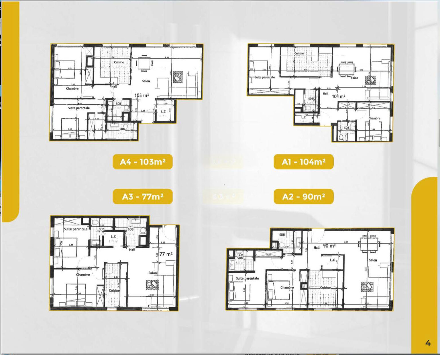  Appart Rez-de-chaussee :  Suite parentale - 1ch - 2 SDB - Cuisine - salon 