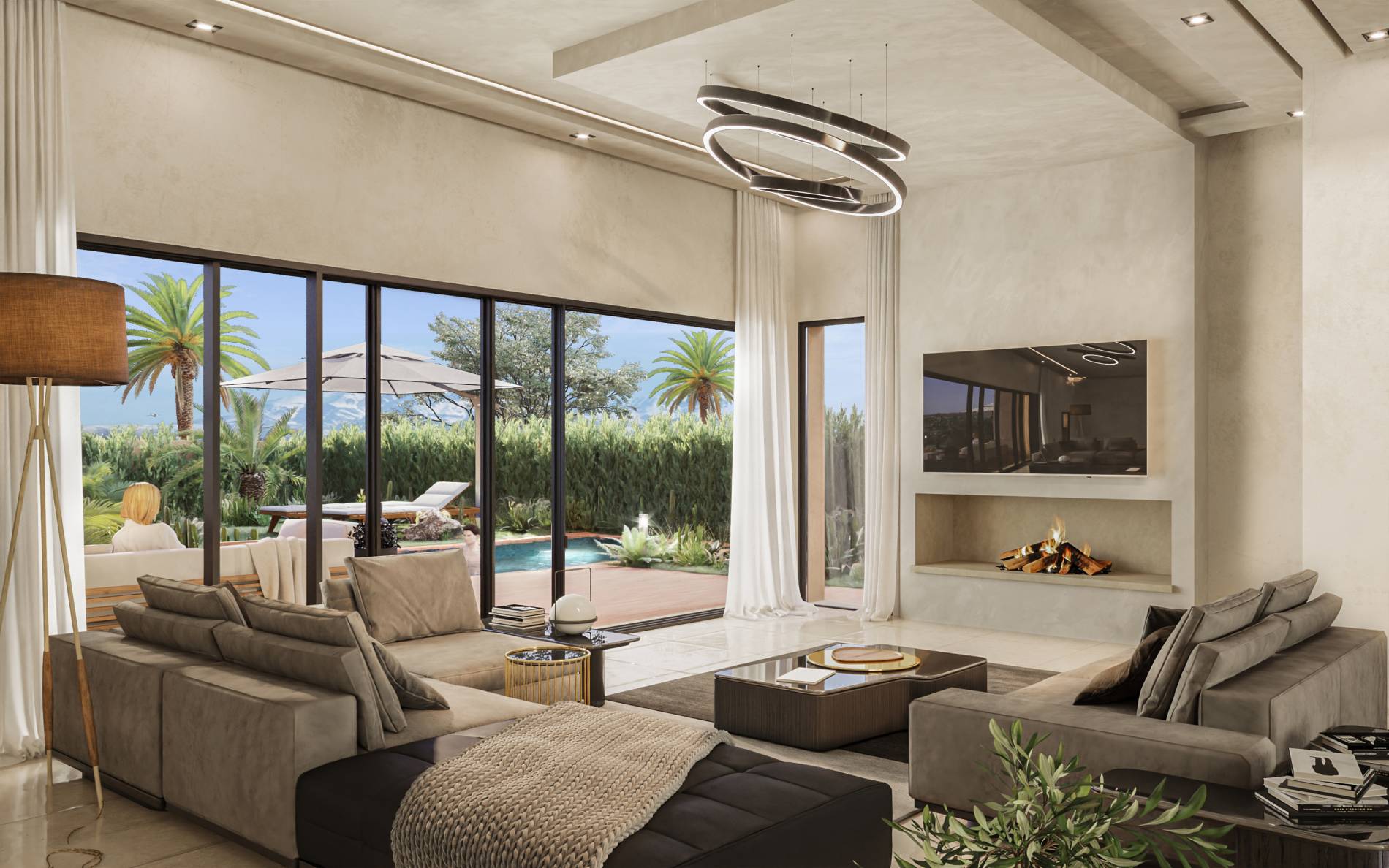 Villas Onyx ( 3 ch - 2 SDB- 1ch de service - - cuisine équipée- Pisicne- 1 Terrasse -Jardin - 1 parking - Chauffage - Air Conditionne -conditionné ) 
