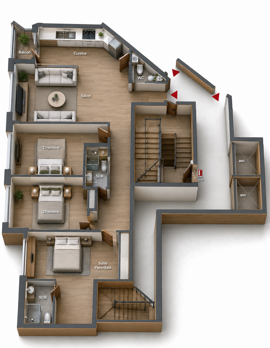 3 chambres 